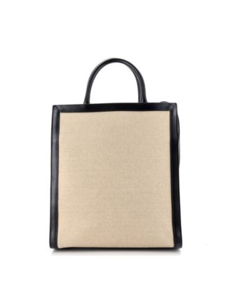 Small Vertical Cabas Tote Canvas with Leather