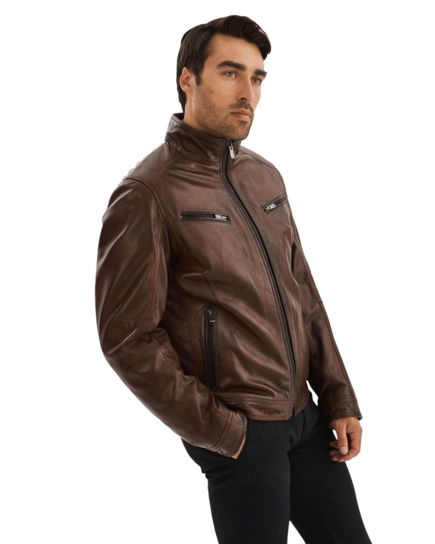 Men's GUNNAR Leather Biker Jacket