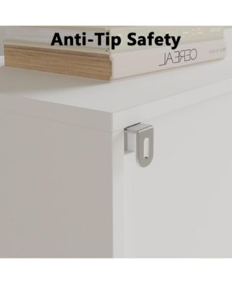 3-Shelf Bookcase with Cabinet, 71" Tall Storage Bookshelf with Open Shelves and Door Organizer, Modern White Book Shelf