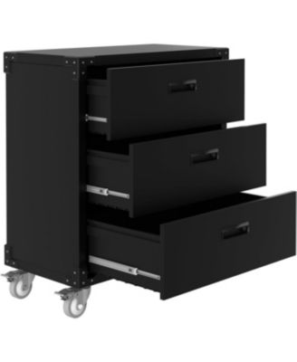 3 Drawers Metal Tool Cabinet with Wheels, Black Garage Storage Cabinets, Easy Assembly Rolling Tool Chest for Home, Warehouse