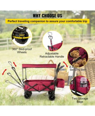 Extra Large Garden Cart with Removable Canopy & Rear Storage Compartment