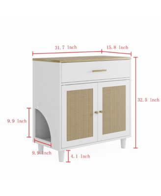 Wooden Pet House Sideboard, Farmhouse Buffet Cabinet with Storage,  White
