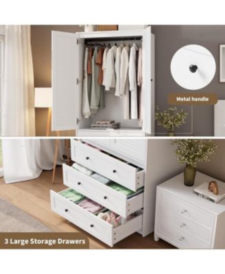 Modern 2-Door Armoire Wardrobe with 3 Drawers