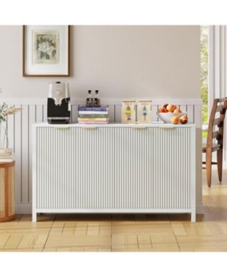 55" Fluted Buffet Cabinet with Storage, Modern 4-Door Accent Sideboard with Adjustable Shelf
