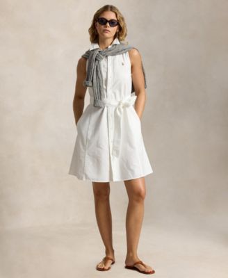 Women's Sleeveless Point Collar Shirt Dress