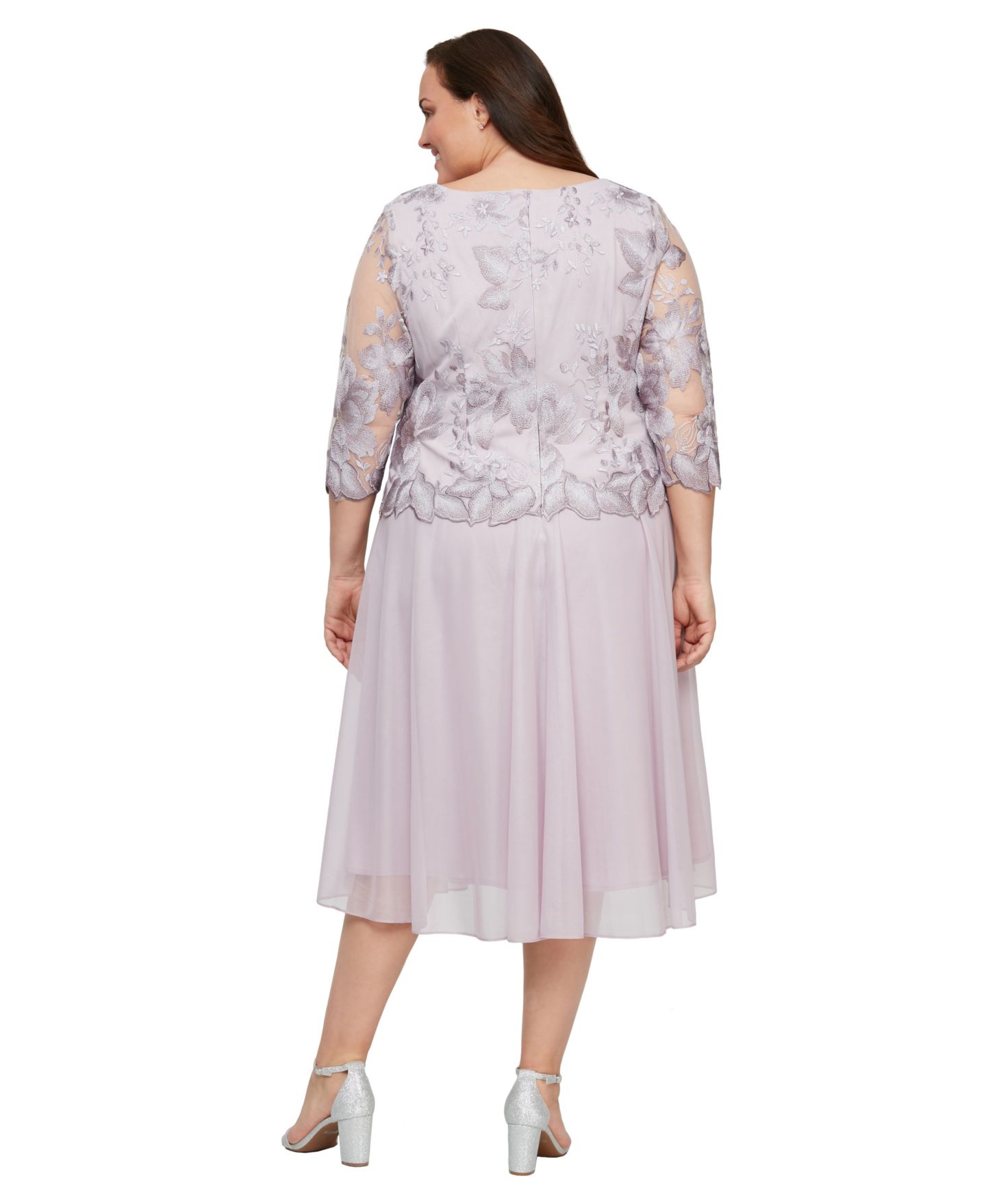 Женское платье Alex Evenings Plus Size Boat Neck Midi, цвет: Ракушечный розовый — фото 3