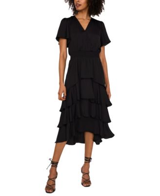 Women's V-Neck Smock Waist Tiered Layer Dress