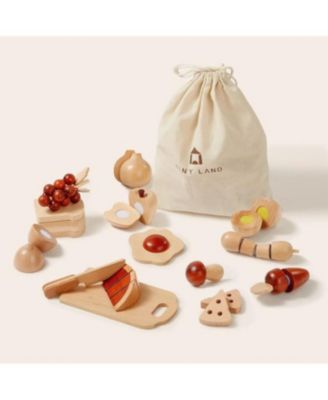 Play Kitchen Accessories – Play Food for Play Kitchen: Wooden Cut and Play Food Toys