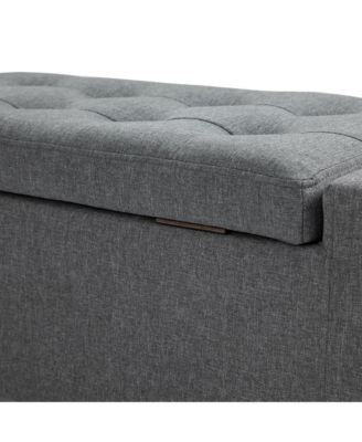 Linen Upholstered Storage Ottoman with Lift Top and Button Tufting