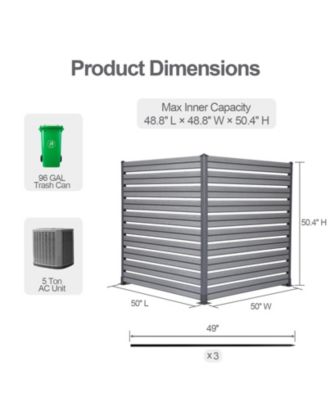 Patio Privacy Screen 49''W x 50''H Air Conditioner Fence, 2 Panels Trash Can and Pool Equipment Enclosure, Decorative AC Unit Fence for Garden