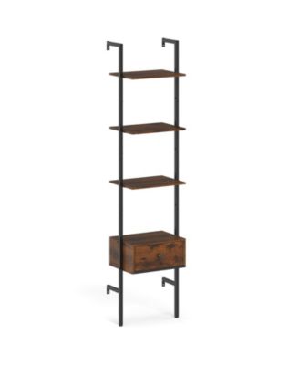 5-Tier Ladder Bookcase with Drawer