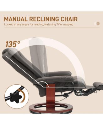 Manual Swivel Recliner Chair with PU Leather and Footrest