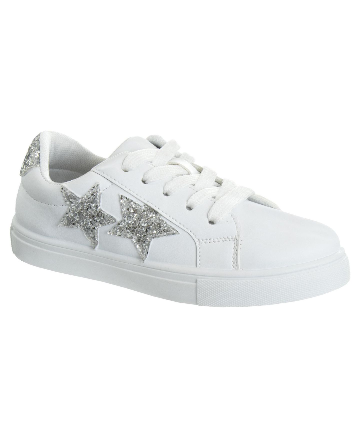 Кроссовки Kensie Girl Kensie Lace Up Glittery Casual Stylish Fashionable Comfortable Durable Sneakers для девочек, цвет: Белый — фото 1