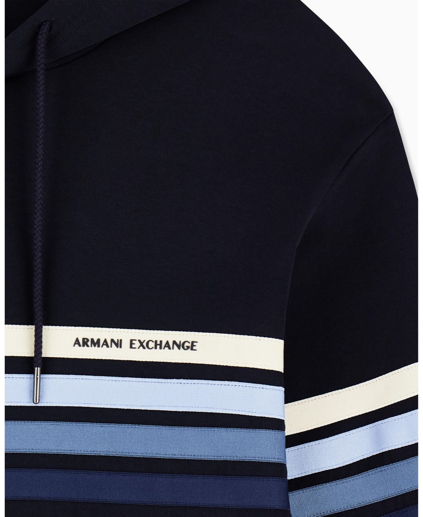 Мужское худи A|X Armani Exchange 4 Stripes, цвет: Глубокий тёмно-синий — фото 4