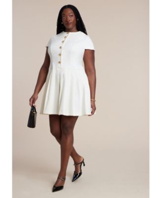 Women's Button Detail Pleated Mini Dress