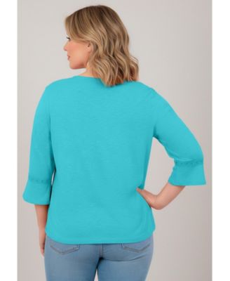 Women's Crochet Trim Ruffle Sleeve Top