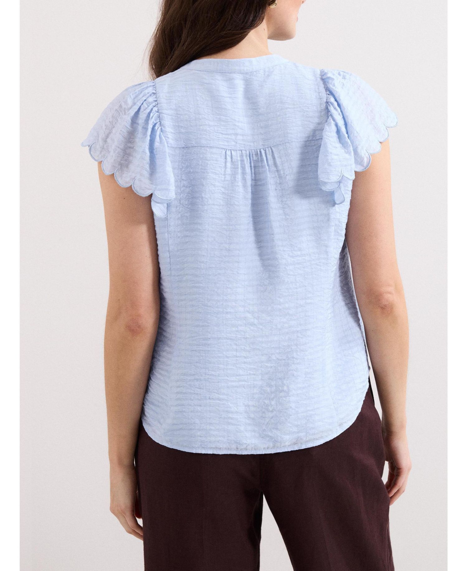 Women's Aleasha Scallop Sleeve V-Neck Blouse