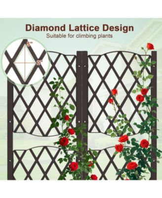 2PCS Raised Garden Bed w/Trellis Planter Box for Climbing Plants 32'' x 16'' x 48''