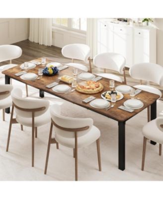79" Dining Table for 6-8, Iron Legs, Waterproof, Scratch-Resistant, Quick Assembly, Kitchen, Living Room