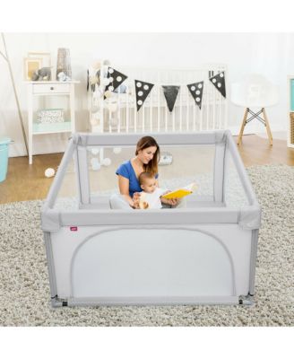 Toddler Playpen Large Safety Play Center Yard w/ 50 Ocean Balls Grey