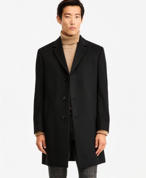 Мужское пальто Nautica Classic-Fit Camber Wool Overcoat, цвет: Чёрный