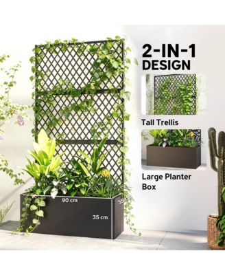 Metal Planter Box with Trellis, Diamond Lattice Privacy Planter