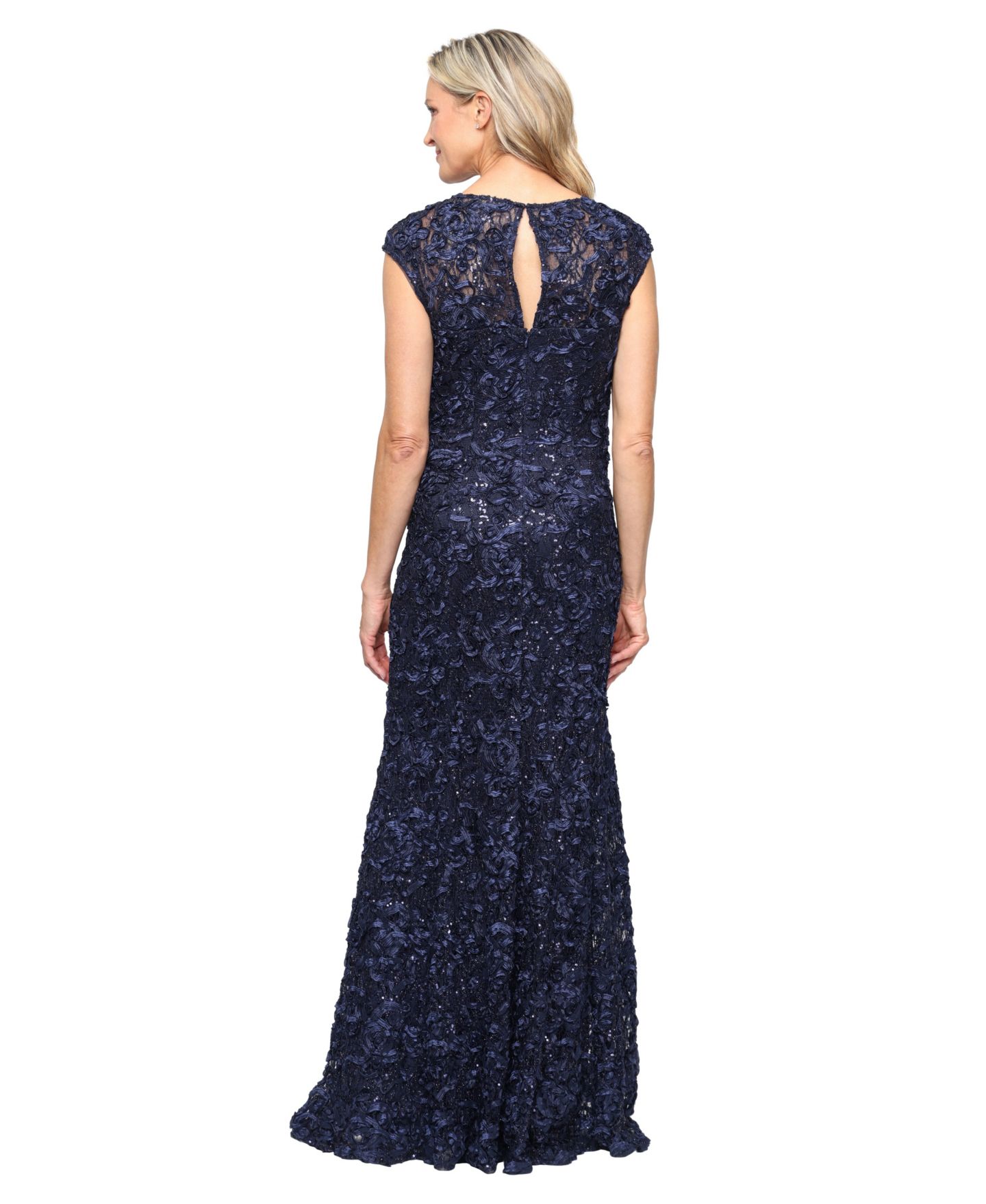 Женские платья Alex Evenings Petite Sequin Sweetheart Gown, цвет: Тёмно-синий — фото 3