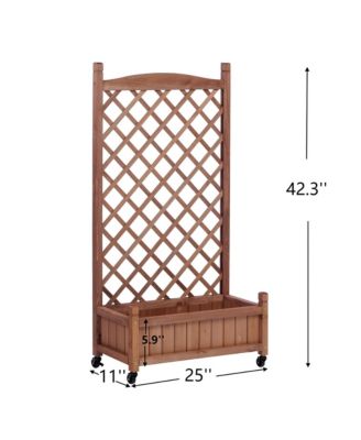 2 Pack Raised Garden Bed with Trellis, Outdoor Wooden Planter Box & Plant Stand with Climbing Racks