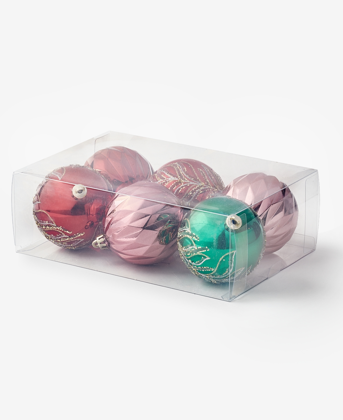 Holiday Lane Heritage Set of 6 Shatterproof Red, Green and Pink Ball Ornaments, Macy's Exclusive
