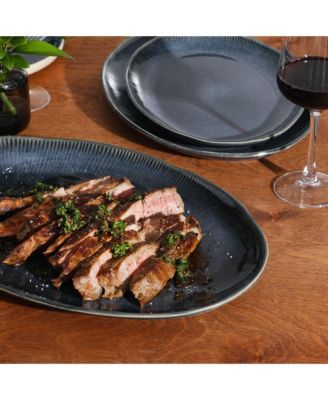 Sandy Pines  3 Piece Oval Platter Set, 15.7”, 13.75” & 12” Stoneware Serving Platters, Reactive Glaze, Microwave & Dishwasher Safe