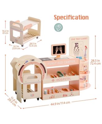 Toy Tools Pretend Play Set, Emergency Center Doctor Nurse Parent Role Play, Toy Accessories for Girls, Boys, , 7.09"35.04"15.16"