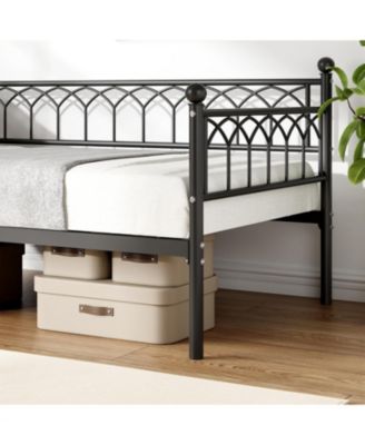 Twin Metal Daybed Sofa Bed Frame with Steel Slat Support, Heavy-Duty, Space-Saving Design for Living Room or Apartment