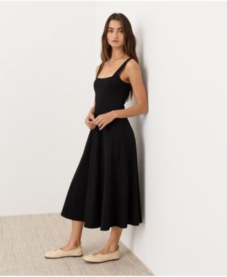 Women's Organic Cotton Fit & Flare Square Neck Dress