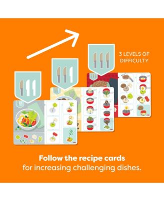 Creative Play Meal Kit Playset: Play Food for Kids Kitchen with Wooden and Fabric Ingredients and Recipe Cards, 80+ Toy Kitchen Accessories for 3