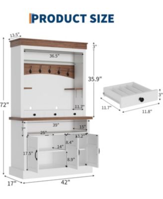 Coffee Bar Cabinet with LED Light, 72 in Tall Farmhouse Coffee Bar Hutch with Storage, Sideboard Buffet Cabinet with Microwave Stand