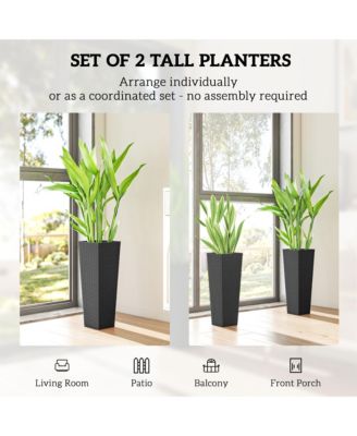 Set of 2 Tall Planters for Outdoor Plants