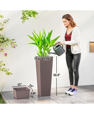 32 Inch Set of 2 Tall Planters for Outdoor Plants,