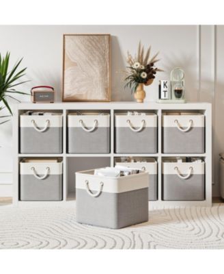 6-Pack Collapsible Fabric Storage Bins, 13" Cube Baskets with Rope Handles and Reinforced Base