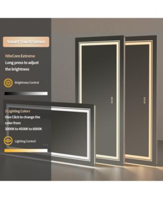 72x35.4 inch Large Size Lighted Smart Bathroom Mirror 3 LightsColors Front and Backlit Anti-fog Memory