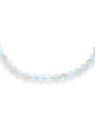 Classic Transcalent Created Moonstone Round 10MM Ball Bead Strand Necklace 16 Inch