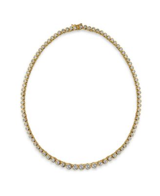 Cocktail Cubic Zirconia Bezel Set CZ Graduated Tennis Necklace Collar Silver Gold Plated
