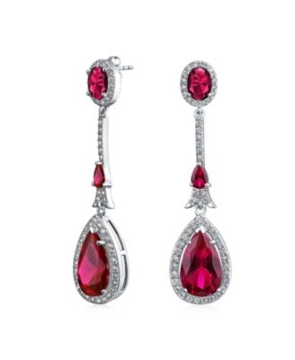 Art Deco Style Dangle Cubic Zirconia Halo CZ Teardrop Statement Chandelier Earrings