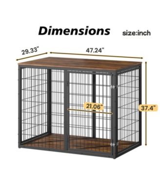  47" 3-Door Dog Crate Furniture – Cage for Large & Medium Dogs