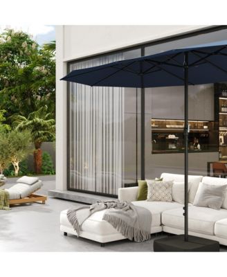 Large Double Sided Umbrella Outdoor Patio Umbrella with Base and Sand Bag