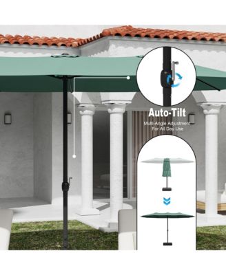 Large Double Sided Umbrella Outdoor Patio Umbrella with Base and Sand Bag