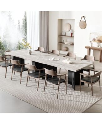 63" Dining Table for 6-8, Modern Long Kitchen Table with Large Top & Pedestal Legs
