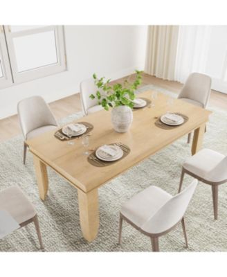71 in Long Natural Color Kitchen Tables with Wooden Sturdy Frame, 6 ft Large Rectangular Dinner Table for Living Room, Kitchen, Dining Room