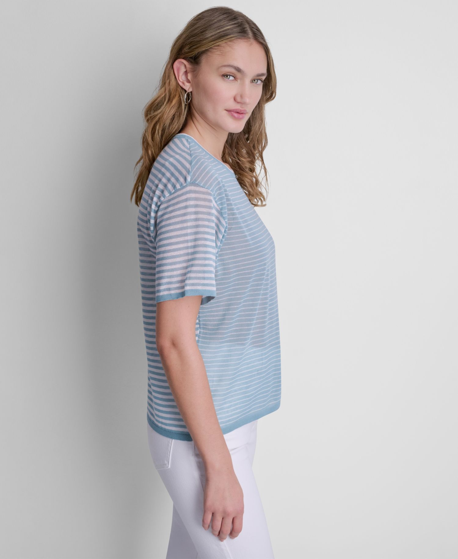 Women's Short-Sleeve Striped Sweater