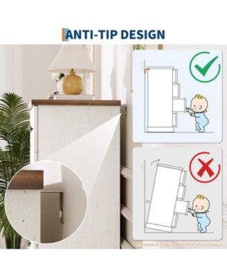 6 Drawer Dresser for Bedroom, Horizontal Chest of Drawers, Fluted Panel Wood Dresser, Small Space Bedroom Dresser for Clothing