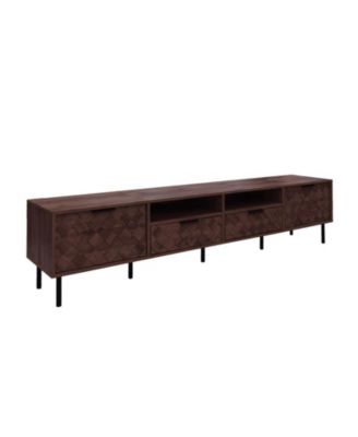 Modern TV Stand for TVs with Closed Storage & Cable Management, Soft-Closing Hinges, Iron Legs for Living Room